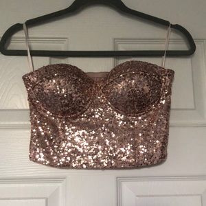 Sparkly rose gold crop top
